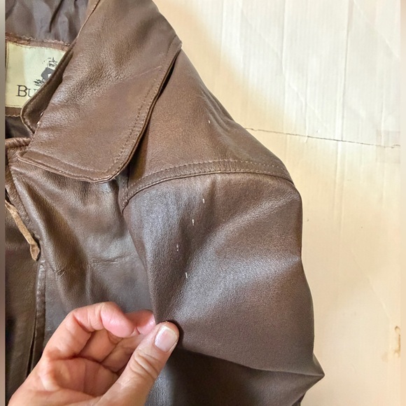 Burk’s Bay Oversized Brown Leather Bomber Jacket - Picture 14 of 17